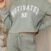 MSLOLA Sweaters Motivated AF Cropped Varsity Hoodie - Sage