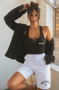 MSLOLA Activewear Motivated AF Varsity Short - White