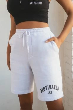 MSLOLA Activewear Motivated AF Varsity Short - White