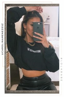 MSLOLA Loungewear Motivated AF Crewneck - Black