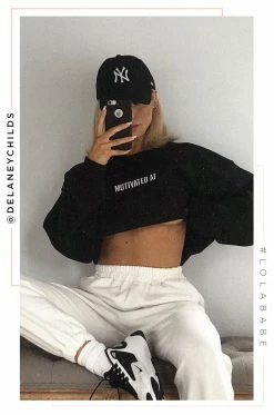 MSLOLA Loungewear Motivated AF Crewneck - Black