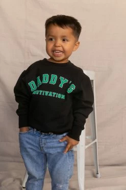LOLAKID Sweaters Daddy's Motivation Varsity Kids Crewneck Sweatshirt - Black