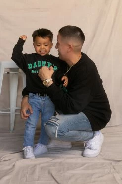 LOLAKID Sweaters Daddy's Motivation Varsity Kids Crewneck Sweatshirt - Black