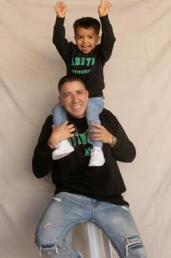 LOLAKID Sweaters Daddy's Motivation Varsity Kids Crewneck Sweatshirt - Black