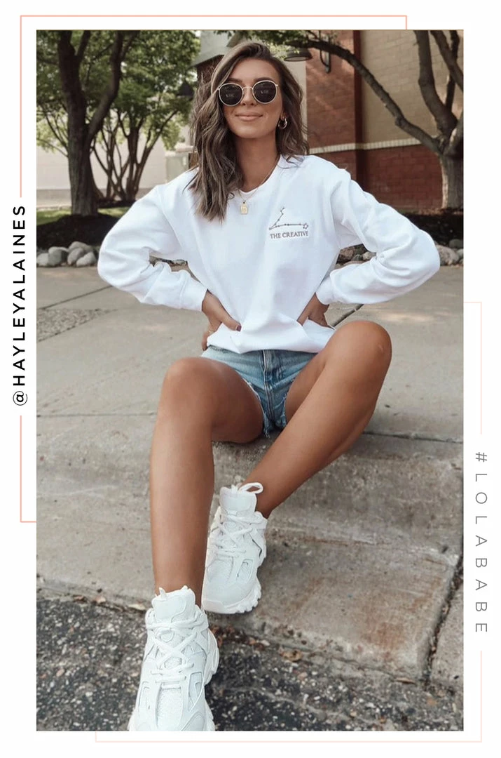 MSLOLA Sweaters Pisces Zodiac Crewneck Sweatshirt - White