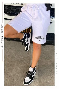 MSLOLA Activewear Motivated AF Varsity Short - White