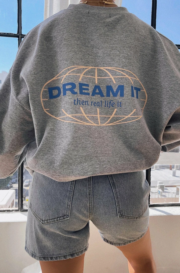 MSLOLA Dream It Crewneck - Grey Loungewear