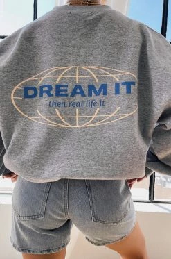 MSLOLA Dream It Crewneck - Grey Loungewear