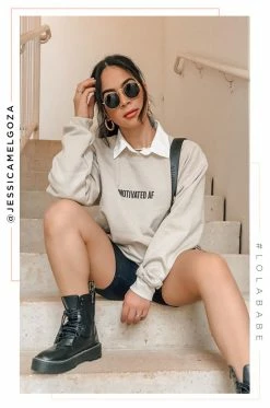 MSLOLA Motivated AF Crewneck - Nude Loungewear