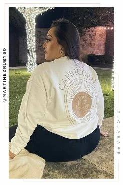 MSLOLA Capricorn Zodiac Crewneck Sweatshirt - White Sweaters