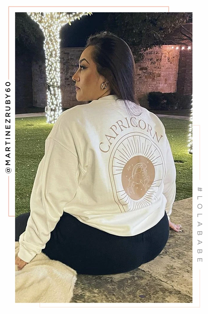 MSLOLA Capricorn Zodiac Crewneck Sweatshirt - White Sweaters