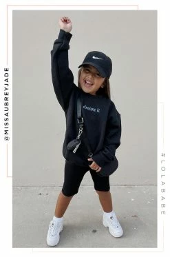 LOLAKID Mini Dream It Crewneck - Black Sweaters
