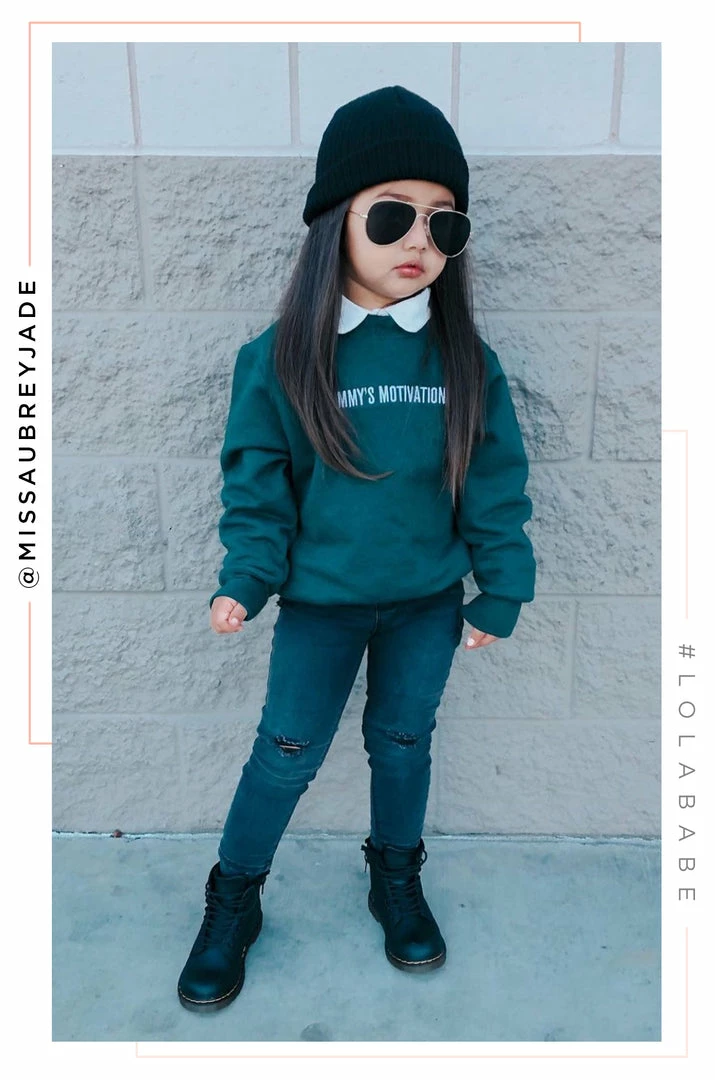 LOLAKID Loungewear Mommy's Motivation Crewneck - Emerald