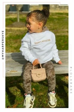 LOLAKID Loungewear Mommy's Motivation Crewneck - White