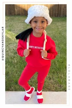 LOLAKID Mommy's Motivation Crewneck - Red Loungewear
