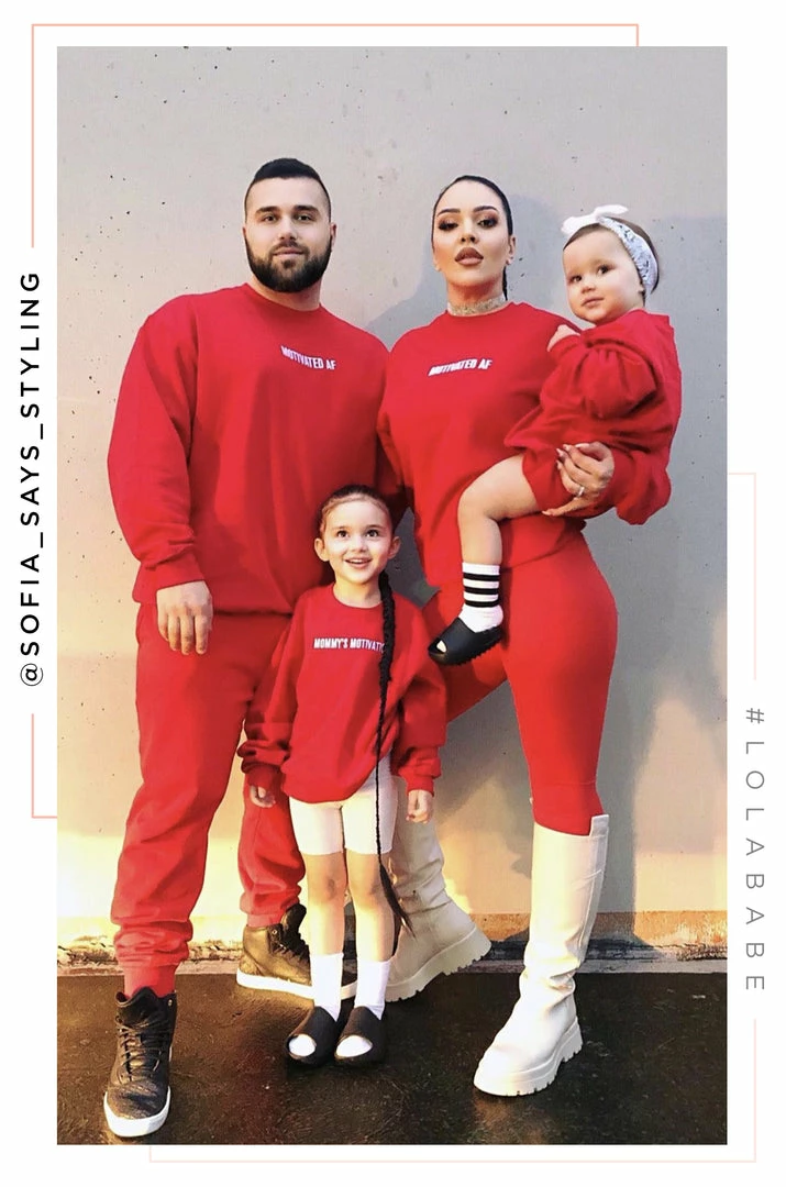 LOLAKID Mommy's Motivation Crewneck - Red Loungewear