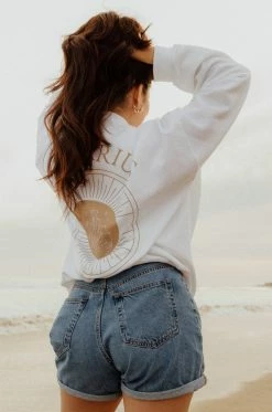 MSLOLA Aquarius Zodiac Crewneck Sweatshirt - White