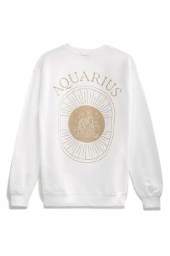 MSLOLA Aquarius Zodiac Crewneck Sweatshirt - White