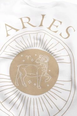 MSLOLA Sweaters Aries Zodiac Crewneck Sweatshirt - White