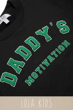 LOLAKID Sweaters Daddy's Motivation Varsity Kids Crewneck Sweatshirt - Black
