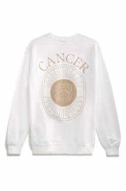 MSLOLA Cancer Zodiac Crewneck Sweatshirt - White