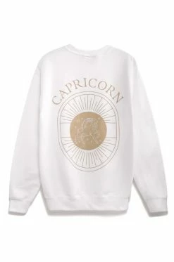 MSLOLA Capricorn Zodiac Crewneck Sweatshirt - White Sweaters
