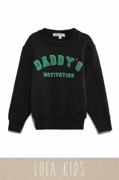 LOLAKID Sweaters Daddy's Motivation Varsity Kids Crewneck Sweatshirt - Black