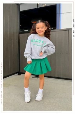 LOLAKID Daddy's Motivation Varsity Kids Crewneck Sweatshirt - Grey Sweaters