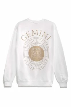 MSLOLA Sweaters Gemini Zodiac Crewneck Sweatshirt - White