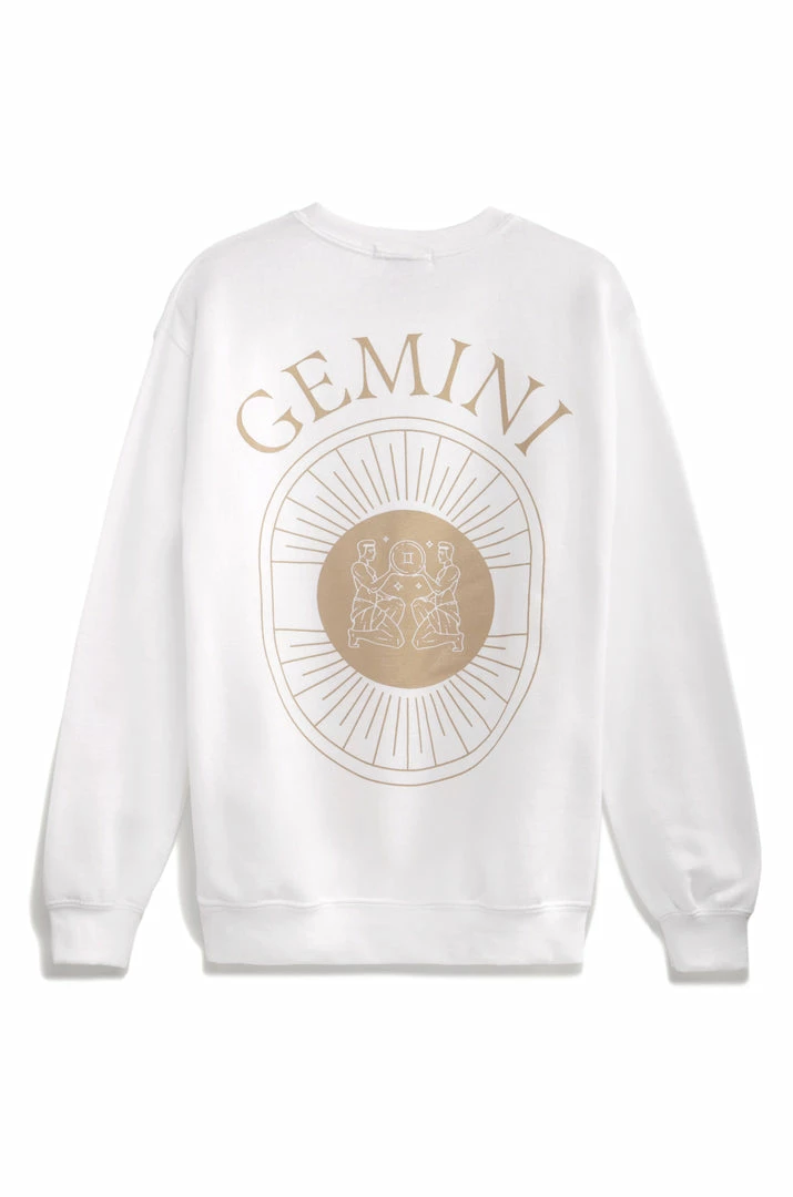 MSLOLA Sweaters Gemini Zodiac Crewneck Sweatshirt - White