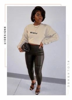 MSLOLA Motivated AF Crewneck - Nude Loungewear