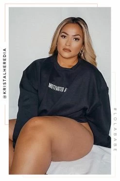 MSLOLA Loungewear Motivated AF Crewneck - Black