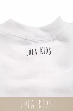 LOLAKID Daddy's Motivation Varsity Kids Crewneck Sweatshirt - White
