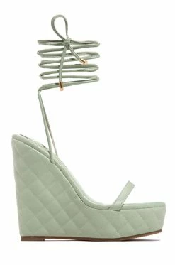 SOME Pool Soiree Lace Up Platform Wedge - Sage