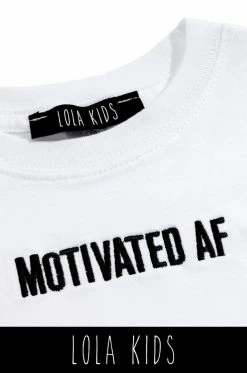 LOLAKID Tops Motivated AF Kids Tee - White
