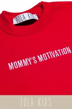 LOLAKID Mommy's Motivation Crewneck - Red Loungewear