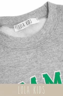 LOLAKID Loungewear Mommy's Motivation Varsity Kids Crewneck Sweatshirt - Grey