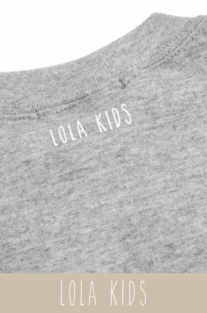 LOLAKID Loungewear Mommy's Motivation Varsity Kids Crewneck Sweatshirt - Grey