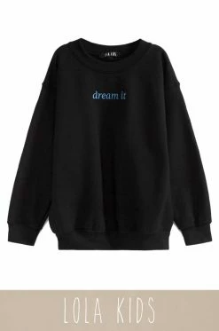 LOLAKID Mini Dream It Crewneck - Black Sweaters