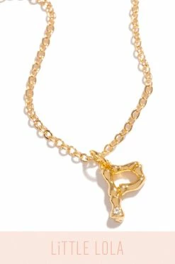 MISS LOLA Accessories Mini P Necklace - Gold