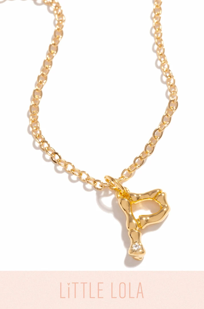 MISS LOLA Accessories Mini P Necklace - Gold