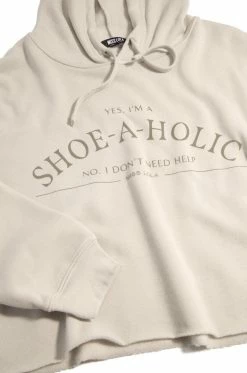 MSLOLA Shoeaholic Cropped Hoodie - Nude Sweaters