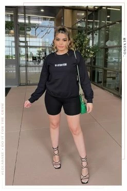 MSLOLA Loungewear Motivated AF Crewneck - Black