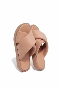 QUPD Shoes Luxe Lounge Slide Sandal - Nude