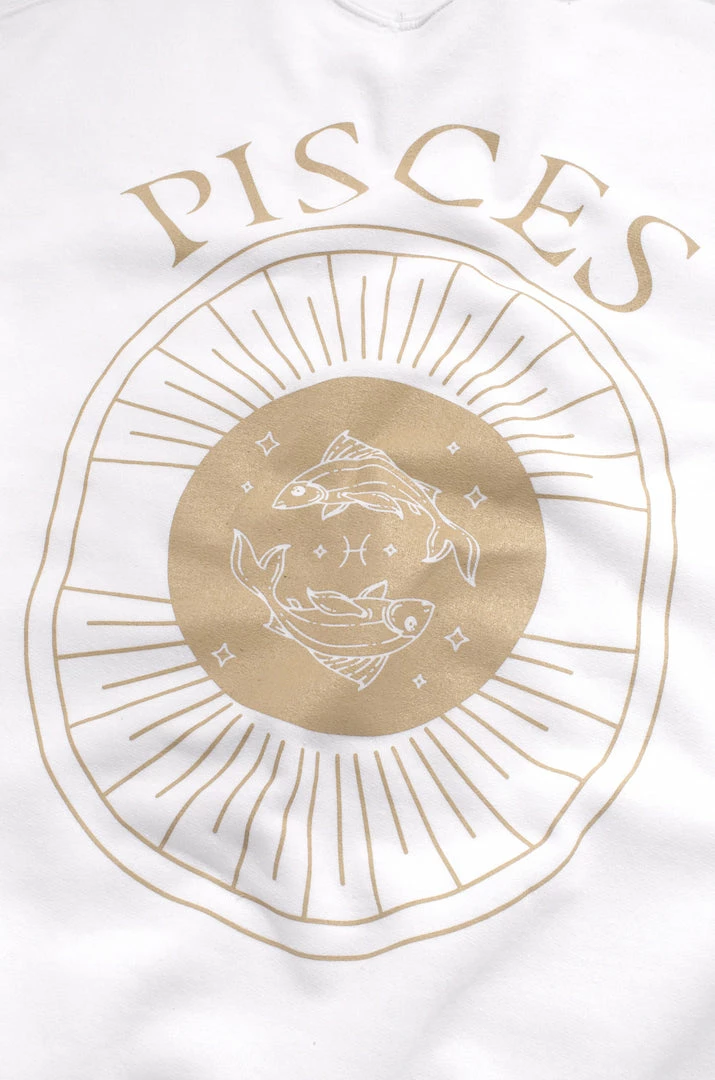MSLOLA Sweaters Pisces Zodiac Crewneck Sweatshirt - White