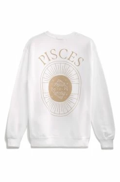 MSLOLA Sweaters Pisces Zodiac Crewneck Sweatshirt - White