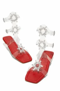 SOME Caicos Resort Rhinestone Gladiator Sandal - Red Shoes
