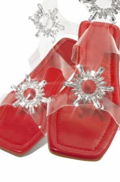 SOME Caicos Resort Rhinestone Gladiator Sandal - Red Shoes