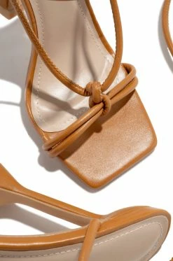 PZLE Vacay Night Lace Up Heels - Tan