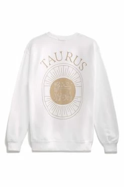 MSLOLA Sweaters Taurus Zodiac Crewneck Sweatshirt - White